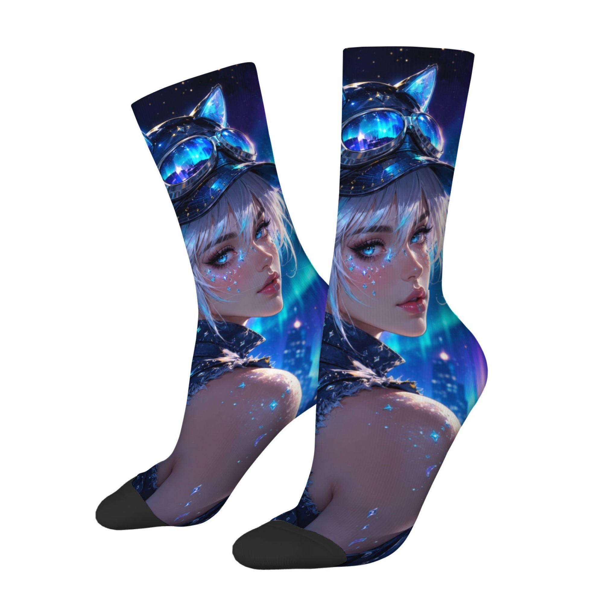 Quirky Street Fashion - Męskie skarpety z nadrukiem dziewczyny w