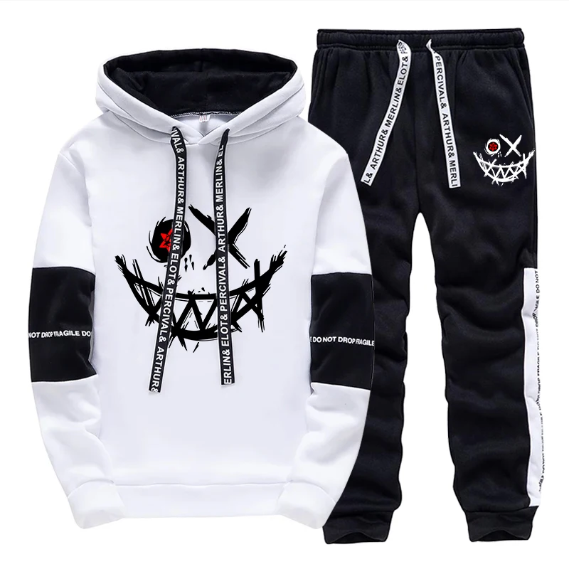 Street Fashion Male - Męski Zestaw/Bluza z Kapturem/Spodnie 2026 Jesień