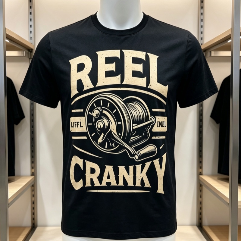 Street Fashion Reels - Wzór z nadrukiem kołowrotka wędkarskiego, krótki