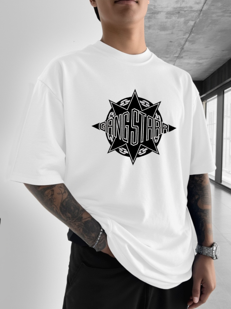 Gang Starr Logo Print T-Shirt  – Street Fashion Logo Design recenzja i cena