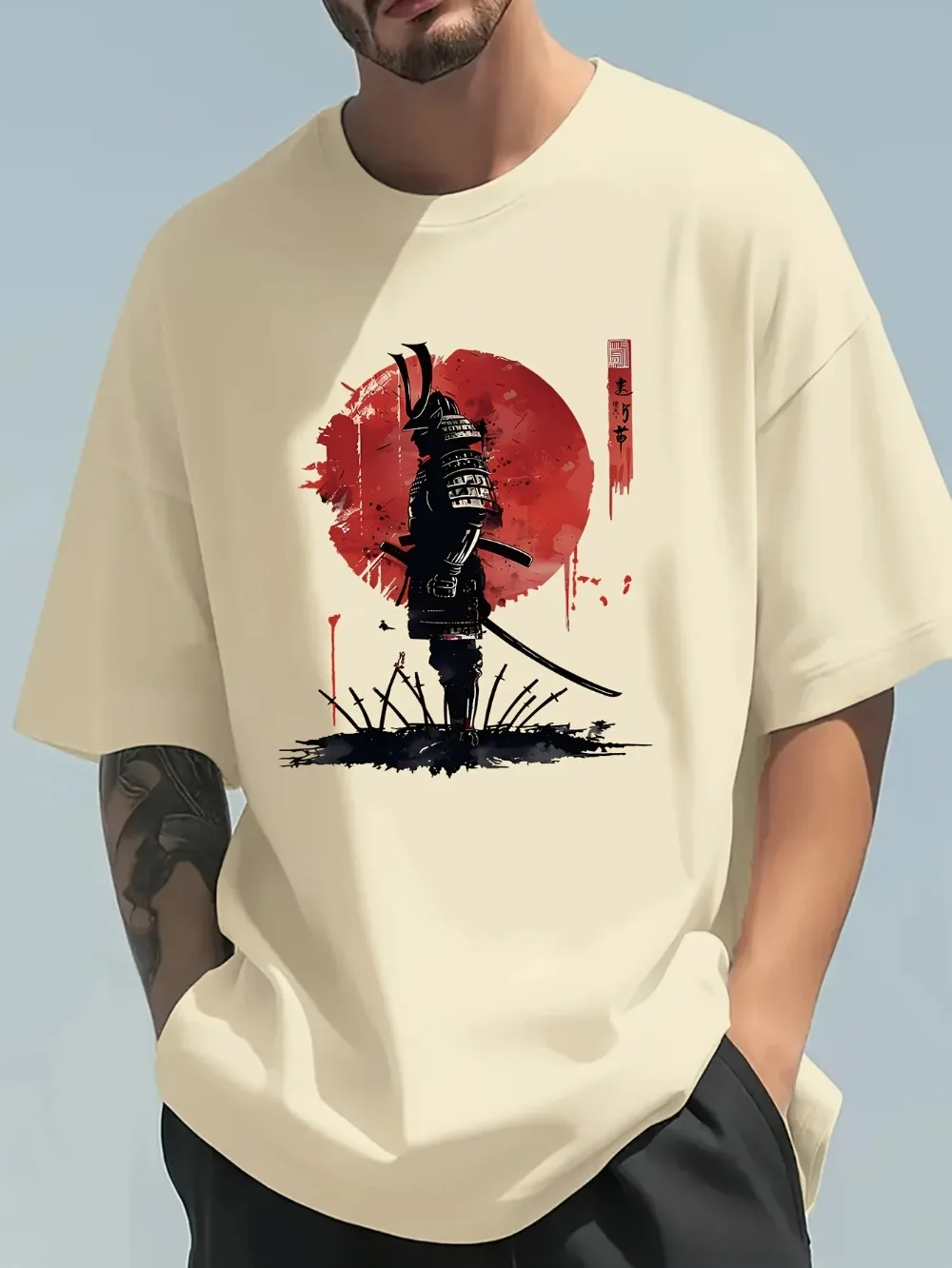 Modna, luźna koszulka męska z  – Street Fashion In Japanese recenzja i cena